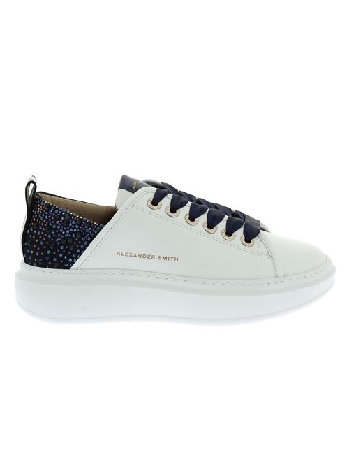 Wembley Woman sneakers da donna in pelle bianca e strass bu ALEXANDER SMITH | ASBBWYW0506WBLX